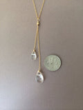 Y Lariat Drop Clear Quartz Gemstone Necklace