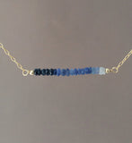 Straight Bar Blue Ombre Sapphire Beaded Necklace