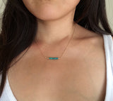 Straight Bar Blue Turquoise Beaded Necklace