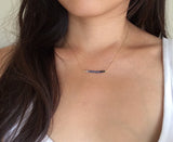 Straight Bar Blue Ombre Sapphire Beaded Necklace