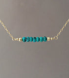 Straight Bar Blue Turquoise Beaded Necklace