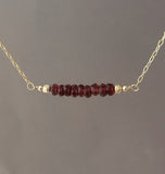 Straight Bar Red Garnet Beaded Necklace