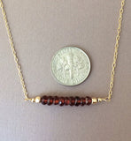 Straight Bar Red Garnet Beaded Necklace