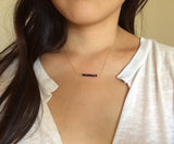 Straight Bar Purple Amethyst Beaded Necklace