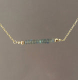 Straight Bar Gray Labradorite Beaded Necklace