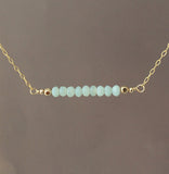 Straight Bar Teal Amazonite Beaded Necklace