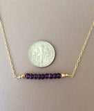 Straight Bar Purple Amethyst Beaded Necklace