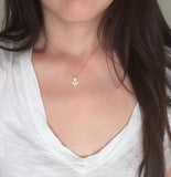Tiny Anchor Pave Crystal Necklace