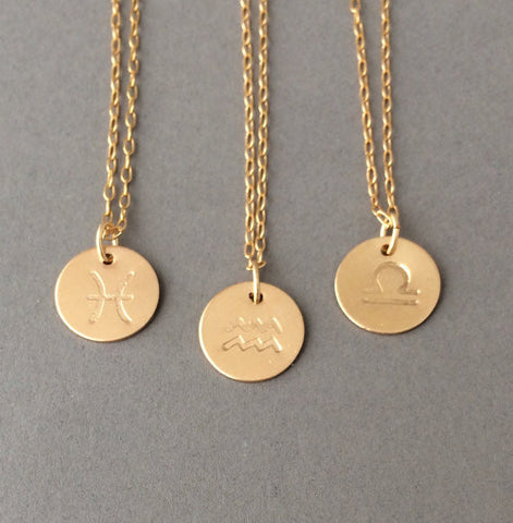 Zodiac Sign Disc Necklace