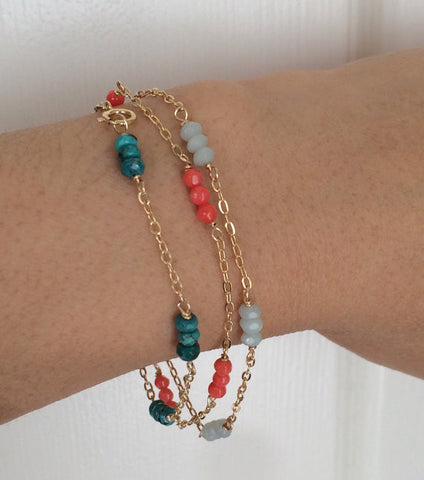 Multi Colored Gemstone Beaded Bracelet