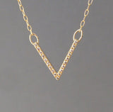 Chevron V Pave Crystal Necklace