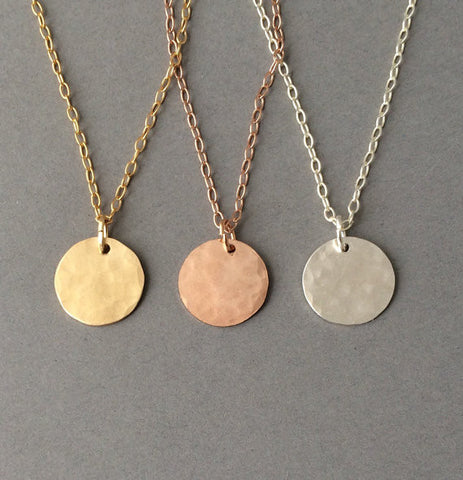 Hammered Disc Circle Necklace