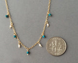Turquoise and White Pearl Beaded Necklace