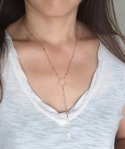 Circle Layering Chain Lariat Necklace