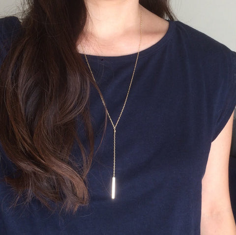 Y Lariat Drop BAR Necklace