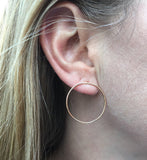 Large Circle Hoop Post Earrings