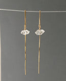 Herkimer Diamond Box Chain Threader Earrings