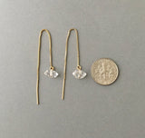 Herkimer Diamond Box Chain Threader Earrings