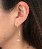 Herkimer Diamond Box Chain Threader Earrings