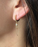 Swarovski Crystal Double Chain Hoop Huggie Earrings