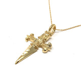 Large Dagger Pendant Gold Fill Necklace