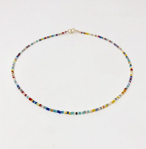 Colorful Seed Bead Gold Fill Necklace