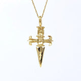 Large Dagger Pendant Gold Fill Necklace