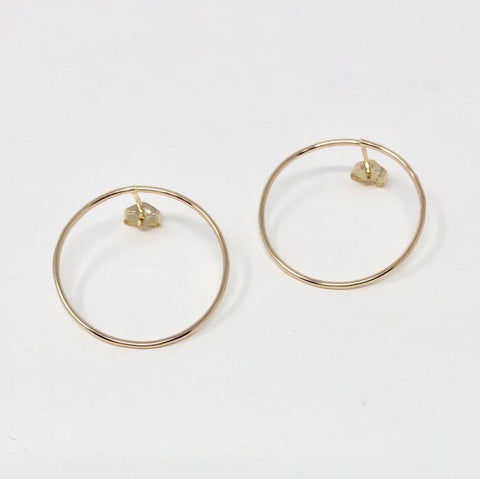 Large Circle Hoop Post Earrings