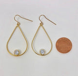 Solitaire Bezel Teardrop Earrings