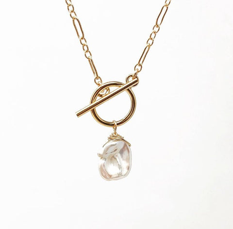 White Pearl Toggle Necklace