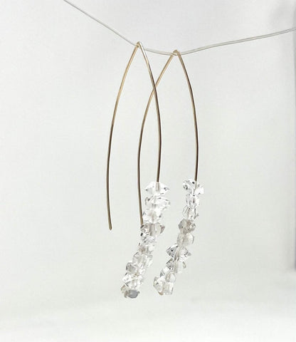 Herkimer Diamond Wishbone Threader Earrings