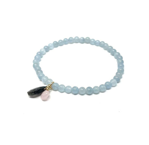 Aquamarine Bracelet with Labradorite & Rose Quartz