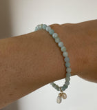 Amazonite Beaded Bracelet with Moonstone/Pearl