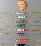 Tiny Bar Gemstone Beaded Necklace