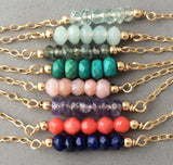 Tiny Bar Gemstone Beaded Necklace