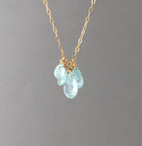 Five TEARDROP Blue Aquamarine Stone Necklace