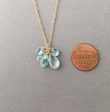 Five TEARDROP Blue Aquamarine Stone Necklace