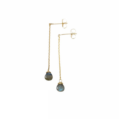 Labradorite Chain Post Earrings