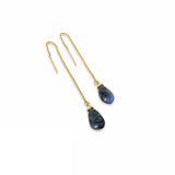 Labradorite Box Chain Threader Earrings in Gold Fill or Sterling Silver