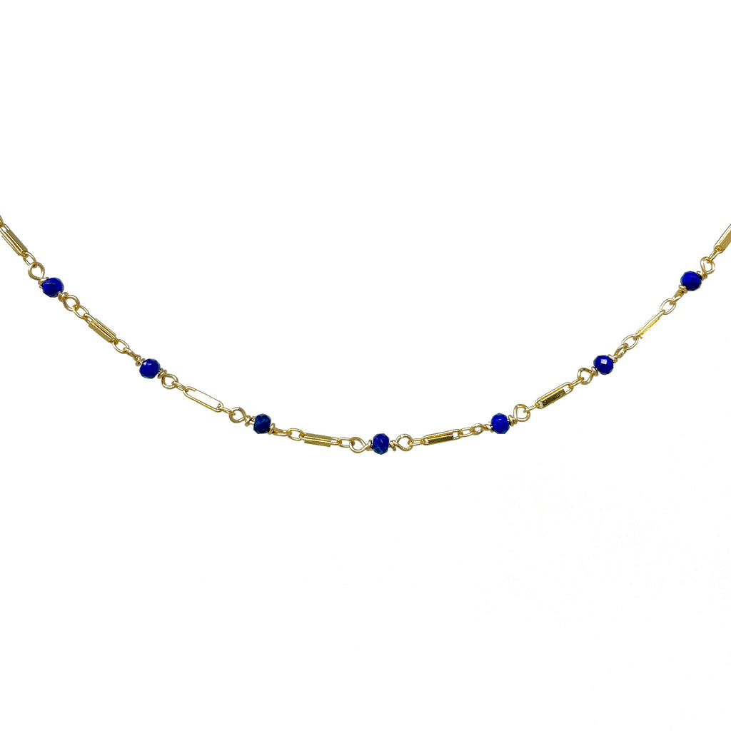 Blue Lapis Lazuli Bar Choker Necklace