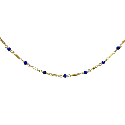 Blue Lapis Lazuli Bar Choker Necklace