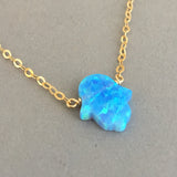 Light Blue Opal Hamsa Necklace