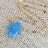 Light Blue Opal Hamsa Necklace