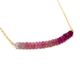 Real Pink Sapphire Ombre Beaded Necklace