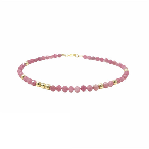 Pink Tourmaline Beaded Bracelet