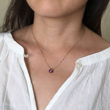 Tiny Amethyst Teardrop Necklace