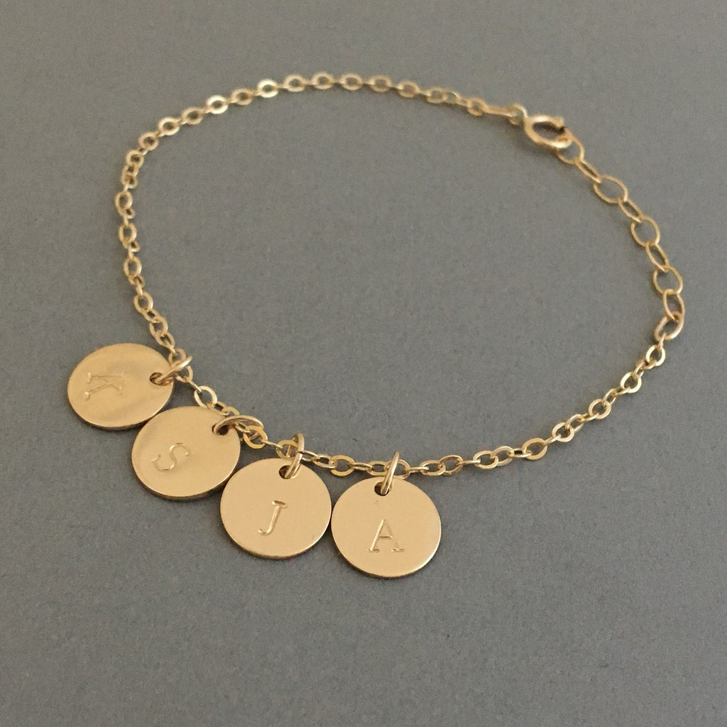 Stamped Initial Disc BRACELET