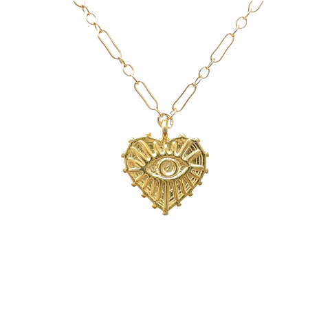 Starburst Evil Eye Heart Necklace