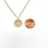 SUNBURST ENGRAVED Gold Fill Disc Necklace also in Rose Gold and Silver