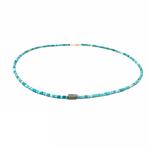 Turquoise CUBE with Labradorite Necklace